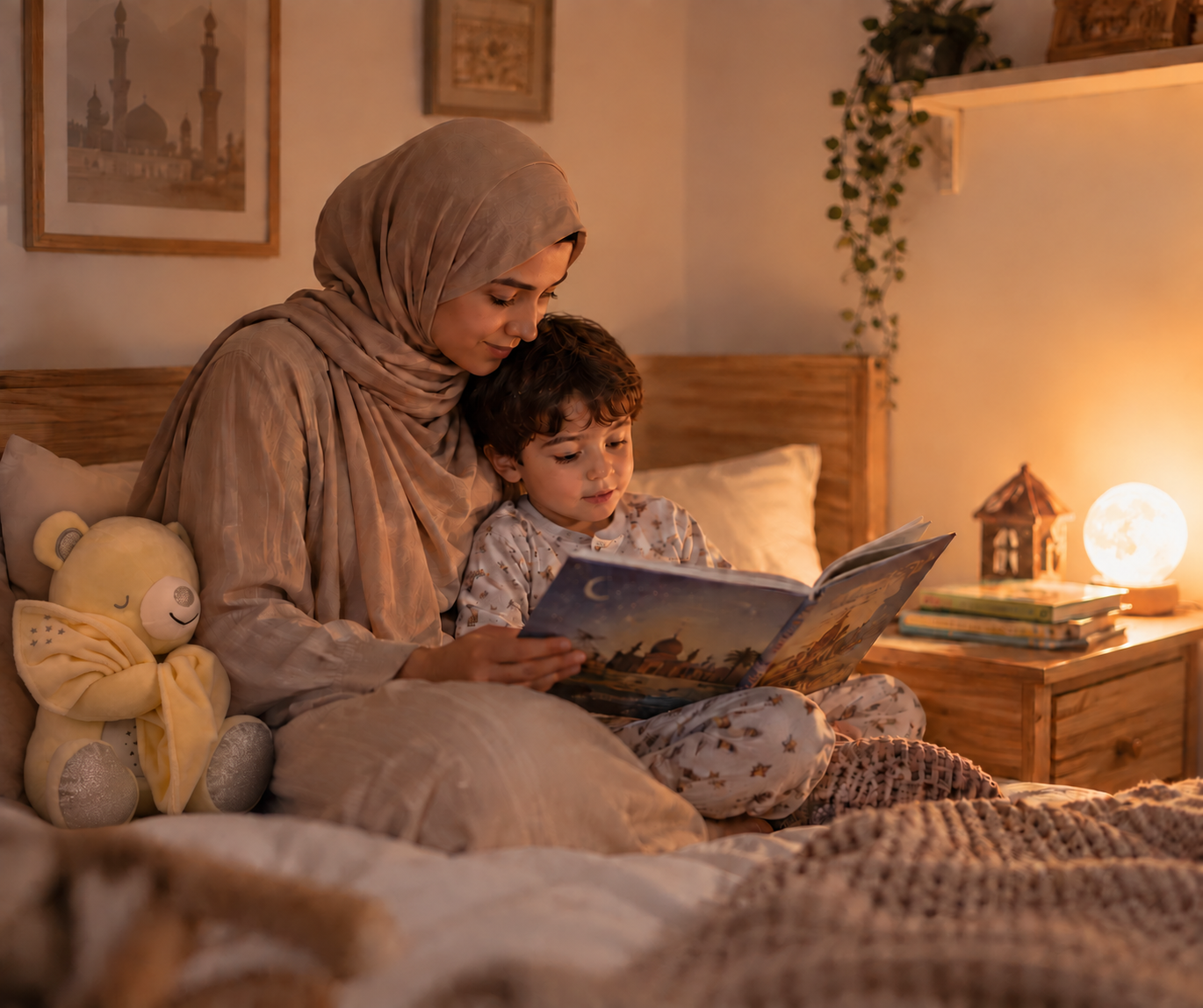 Routine du coucher islamique pour enfant musulman
